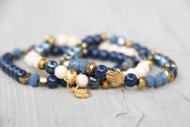 kralenarmbanden set blauw/goud