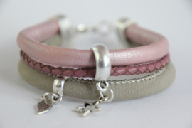 Armband roze/grijs