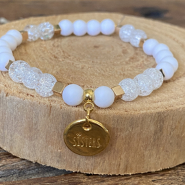 Zussen armband wit/goud