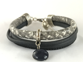Armband grijs snake/ blauw