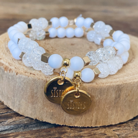 Zussen armbandenset wit/goud