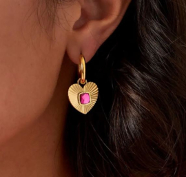 OORRING MET HART GOUD/WIT