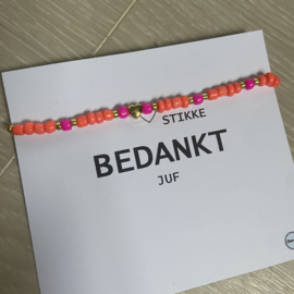 Wenskaart "BEDANKT JUF" orange