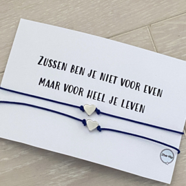 Zussen armband hart zilver