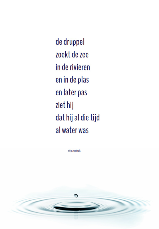 Niet ingewikkeld houten papier Poster met gedicht 'De Druppel' (A3-formaat) | Winkel | Niels Zwakhals