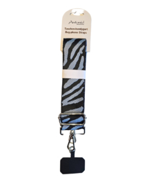 Tassenband zebra blauw