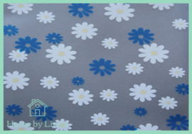 Cellofaan zakjes wit blauwe bloem 10 cm x 10 cm (set van 10 stuks)