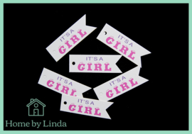 Label it's a girl wit kraft 2,5 cm x 7,5 cm (set van 10 stuks)