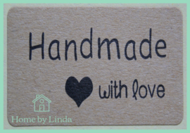 Stickers Hand made with love 4 cm x 2 cm (set van 6 stuks)