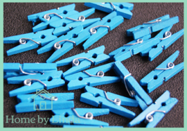 Mini knijpers blauw 2,5 cm (set van 20 stuks)