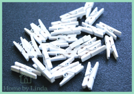 Mini knijpers wit 2,5 cm (set van 20 stuks)