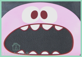 Cellofaan zakjes roze monster 10 cm x 10 cm (set van 10 stuks)