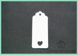 Label hanger met hartje wit kraft 9 cm x 4 cm (set van 10 stuks)