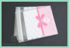 Cellofaan zakjes roze for you 10 cm x 10 cm (set van 10 stuks)