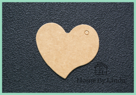 Label hart bruin kraft 4,5 cm x 4 cm (set van 10 stuks)