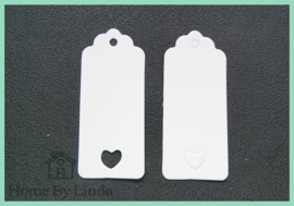 Label hanger met hartje wit kraft 9 cm x 4 cm (set van 10 stuks)