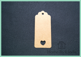 Label hanger met hartje bruin kraft 9 cm x 4 cm (set van 10 stuks)