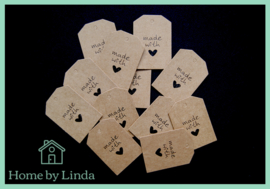 Label Made with bruin kraft 4 cm x 5,5 cm (set van 10 stuks)