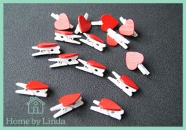 Mini knijpers hartjes 2,5 cm (set van 10 stuks)