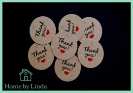 Label rond Thank You bruin kraft 3,5 cm (set van 10 stuks)