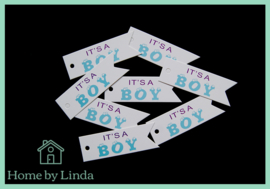 Label it's a boy wit kraft 2,5 cm x 7,5 cm (set van 10 stuks)