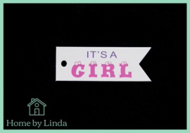 Label it's a girl wit kraft 2,5 cm x 7,5 cm (set van 10 stuks)