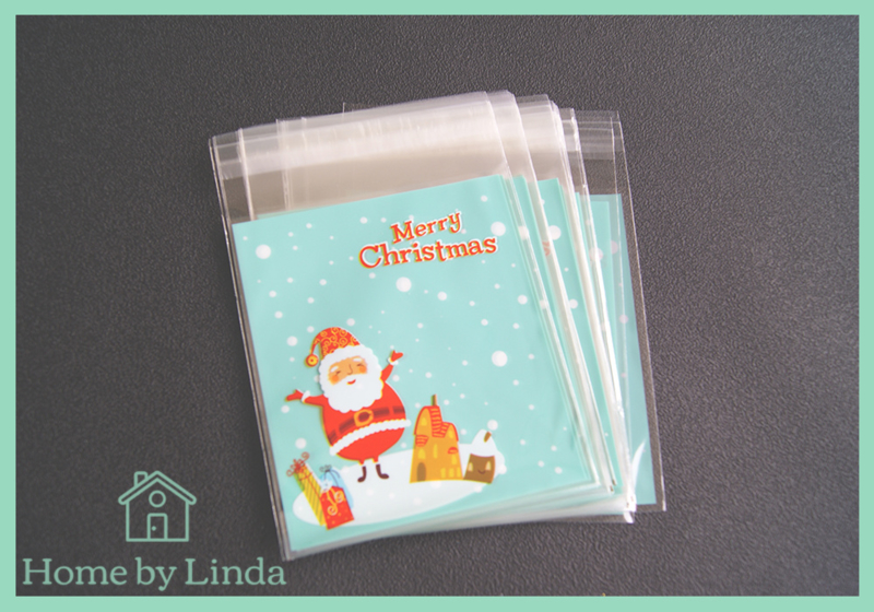 Cellofaan zakjes kerst - kerstman en sneeuw 10 cm cm (set 10 stuks) | Cellofaan zakjes kerst | Home by Linda