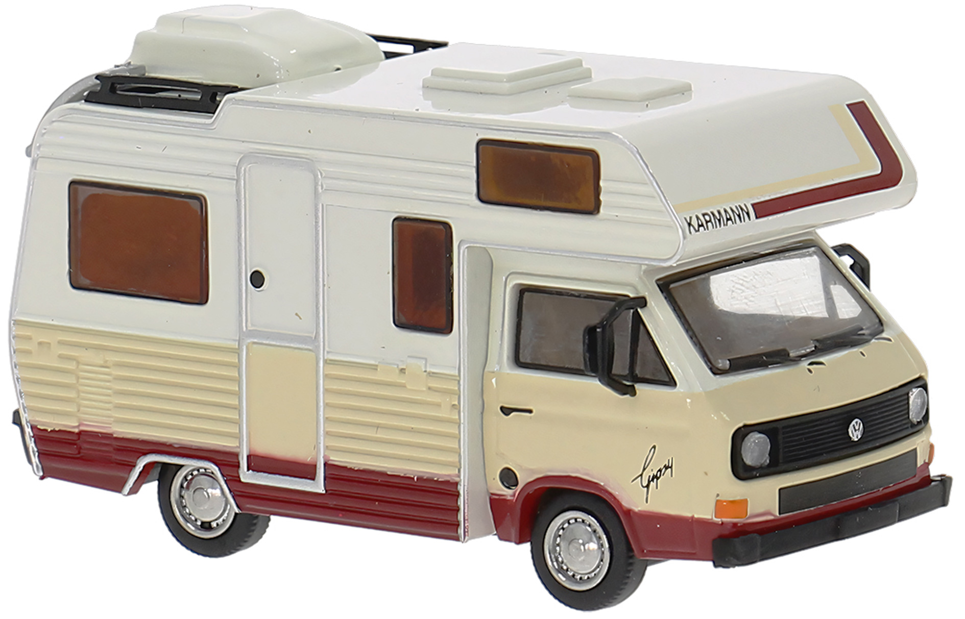Brekina 33975 - H0 VW T3 "Gipsy" camper van Karmann wit/ivoor (HO)