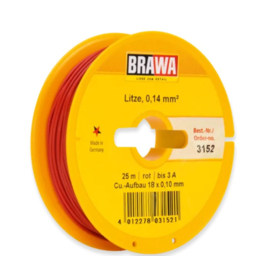 Brawa 3152 - Draad, 0,14 mm², 25mtr, rood