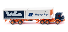 Wiking 052201 - Krupp oplegger met koelcontainers "Hapag Lloyd / WL" (HO)