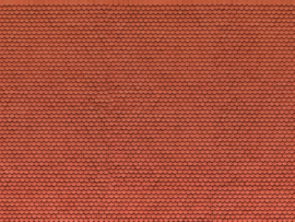 Noch 56690 - 3D kartonplaat "beverstaart dakpannen, rood" (HO)