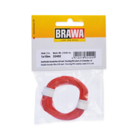 Brawa 32402 - Flexibel Decoderdraad, 0,05 mm², 10mtr, rood