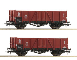 Roco 76104 - PKP, 2-dlg. set open goederwagens Wddo 52 (HO|DC)