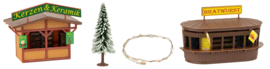 Faller 134002 - 2 Kerstmarktkraampjes met verlichte kerstboom (HO)