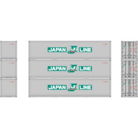 Athearn ATH27163 - RTR 40' Smooth Side Container, Japan Line (3) (HO)