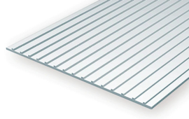 Evergreen 4522 - .040" (1.0mm) X .250 (6.3mm) OPAQUE WHITE POLYSTYRENE STANDING SEAM ROOFING