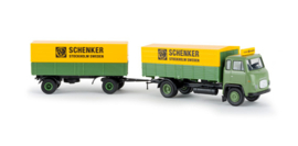 Brekina 85052 - Scania LB76 motorwagen/aanhanger "Schenker Stockholm" (HO)