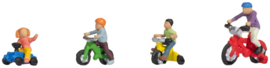 Noch 15908 - Figurenset, kinderen op kinderfietsen (HO)
