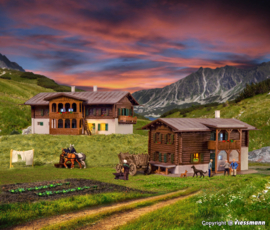 Kibri 37029 - Berghuizen Sertig, 2 stuks (N)