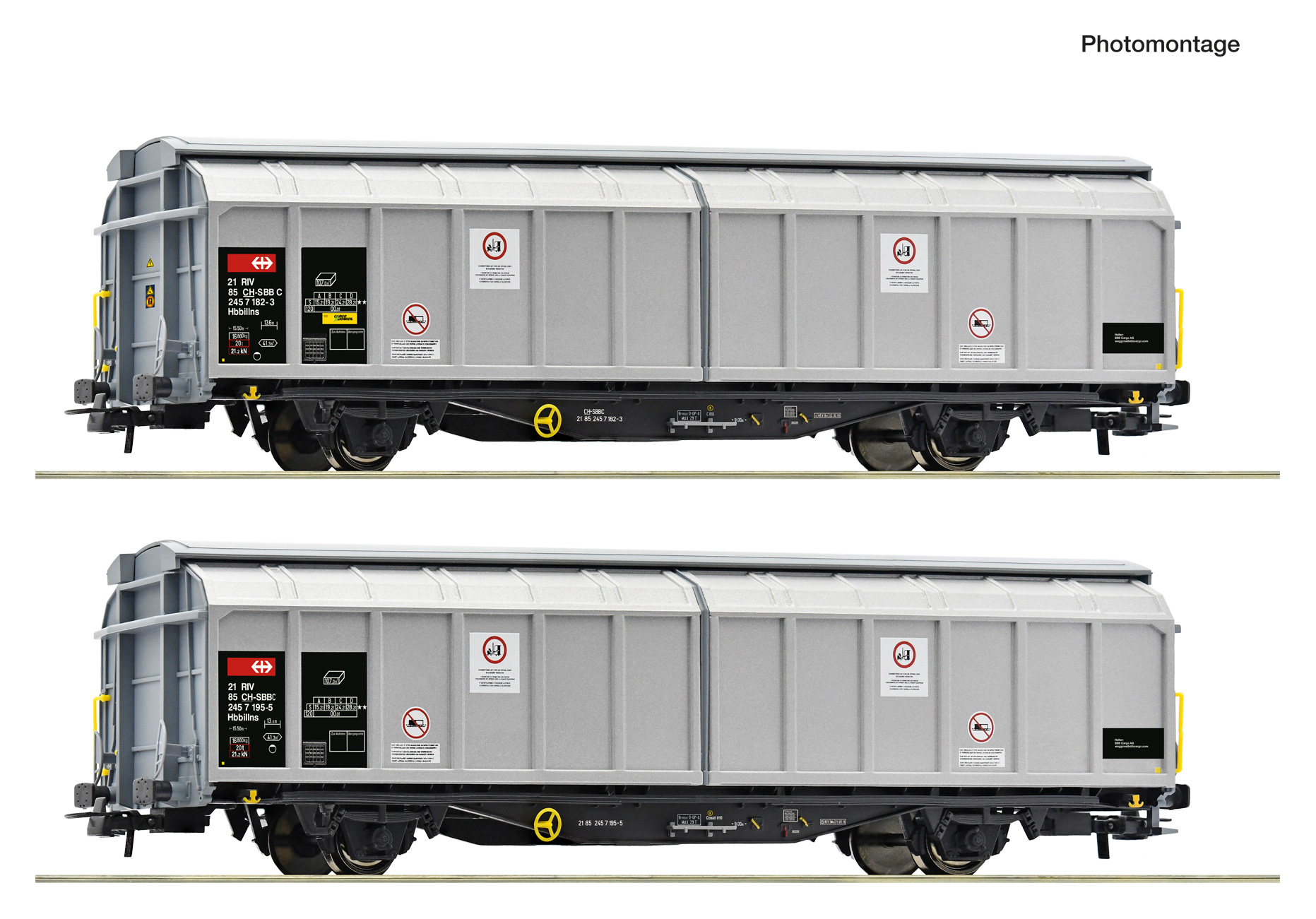 Roco 6600110 - 2 stuks Set: SBB Cargo type Hbbillns schuifwandwagen (HO|DC)