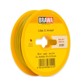 Brawa 3151 - Draad, 0,14 mm², 25mtr, geel,