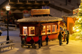 Faller 134006 - 2 Kerstmarktkraampjes met verlichte kerstboom (HO)