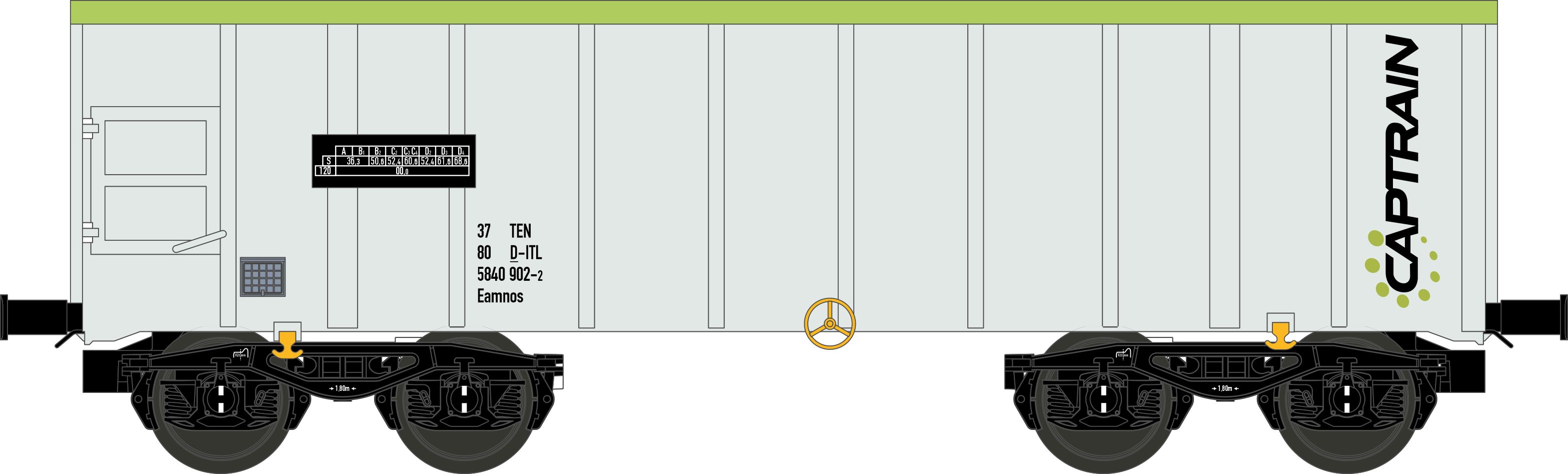 NME 542601- Commerciële goederenwagen Eamnos "CAPTRAIN", lichtgrijs (HO)
