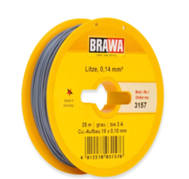 Brawa 3157 - Draad, 0,14 mm², 25mtr, grijs