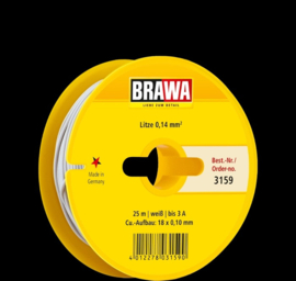 Brawa 3159 - Draad, 0,14 mm², 25mtr, wit