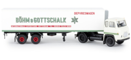 Brekina 85171 - Scania LB 76 trekker/oplegger "Böhm & Gottschalk" (HO)