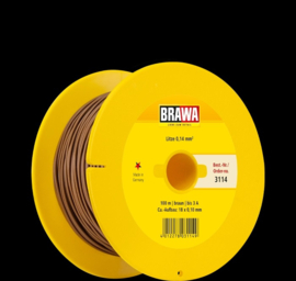 Brawa 3114 - Draad, 0,14 mm², 100mtr, bruin