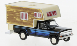 Brekina 19836 - Jeep Gladiator B Camper, zwart/blauw, 1968 (HO)