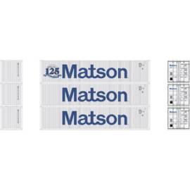 Athearn ATH27160 - 40' Low-Cube Container, Matson (3) (HO)