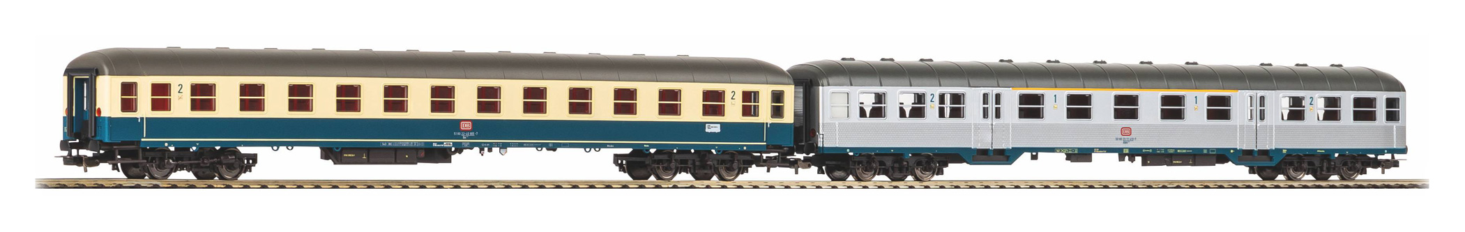 Piko 28325 - Set van 2 streekvervoerwagens 1e/2e Klasse en 2e klasse "Silberlinge" van de DB (HO)